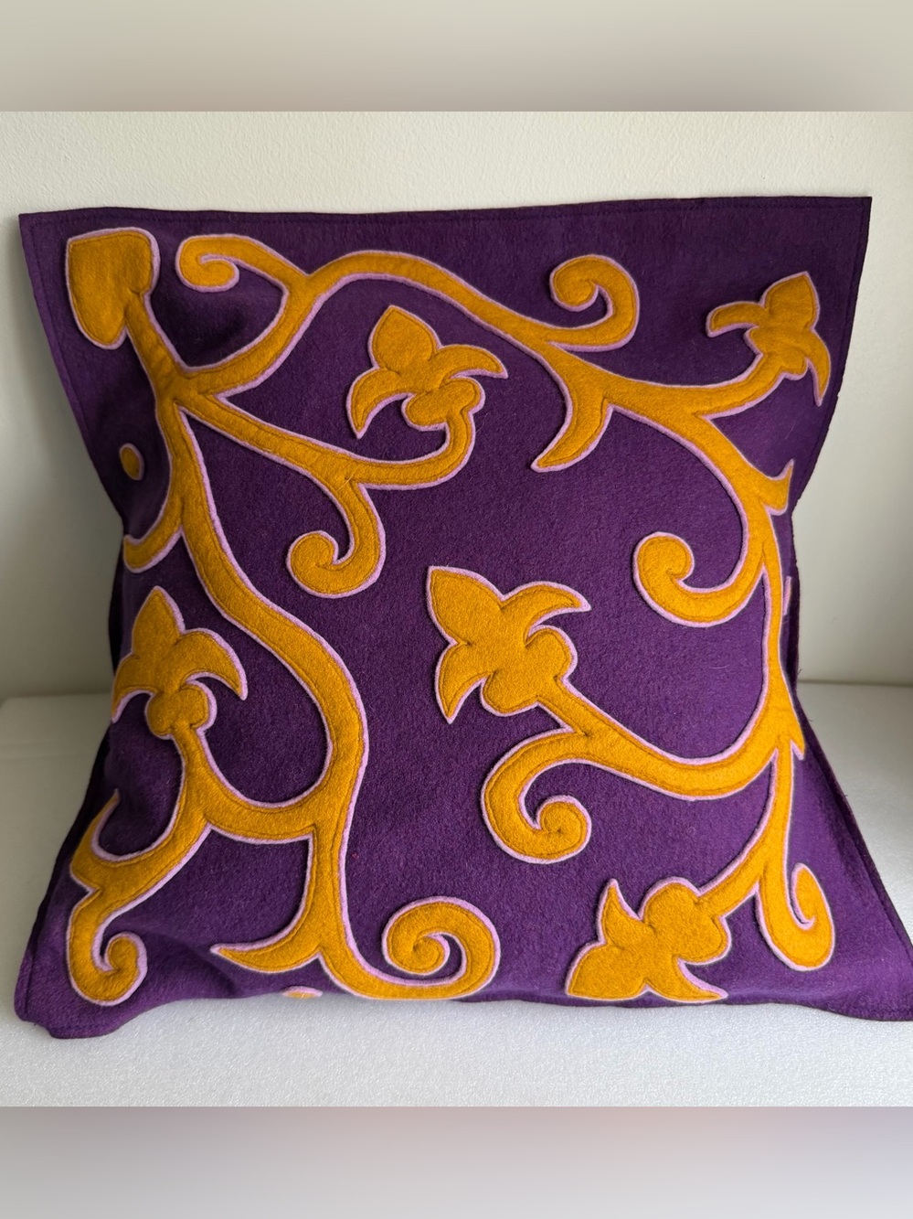 Sandor Collection Retired Pillow Cover 16x16 Wool Hungary Purple Gold NOS